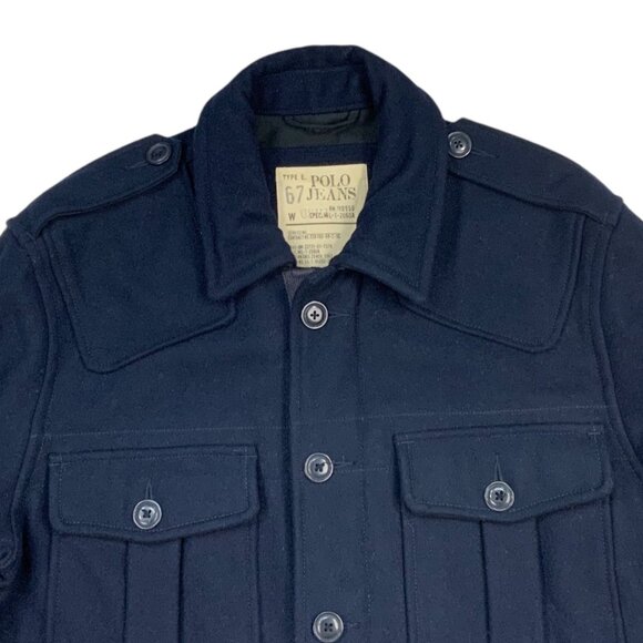 Polo 67 Jeans Ralph Lauren Mens Retro Special Military Wool Jacket M Blue Fall - Picture 6 of 12